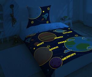Fenomenálne bavlnené detské posteľné obliečky s motívom vesmíru Modrá