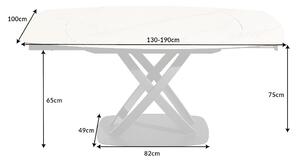 Jedálenský stôl Inceptun 130-190cm biely mramorový vzhľad