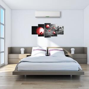 Abstraktný obraz - červené gule (Obraz 150x70cm)