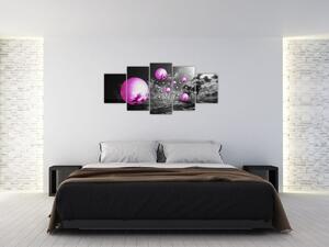 Abstraktný obraz - fialové gule (Obraz 150x70cm)