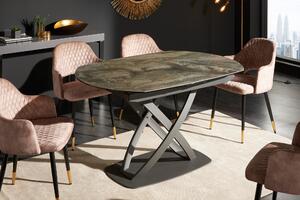 Jedálenský stôl Inceptun 130-190cm tmavomodrý mramorový vzhľad