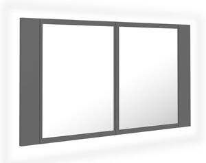 LED kúpeľňová zrkadlová skrinka sivá 80x12x45 cm akryl
