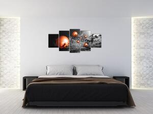 Abstraktné obrazy - oranžové gule (Obraz 150x70cm)