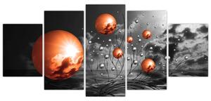 Abstraktné obrazy - oranžové gule (Obraz 150x70cm)