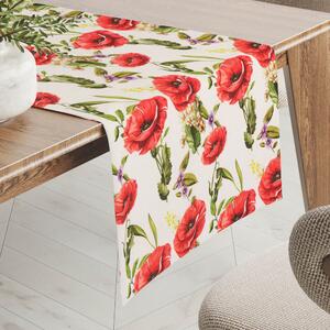 Biante Dekoračný behúň na stôl PML-101 Vlčie maky na bielom 20x120 cm