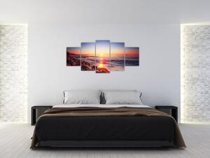 Moderný obraz - západ slnka nad morom (Obraz 150x70cm)