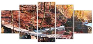 Obraz mosta - jesenné cesta lesom (Obraz 150x70cm)