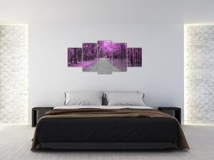 Moderný obraz - fialový les (Obraz 150x70cm)