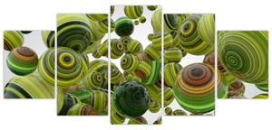 Abstraktný obraz - zelené gule (Obraz 150x70cm)