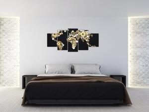 Mapa sveta z ozubených kolies - obraz na stenu (Obraz 150x70cm)