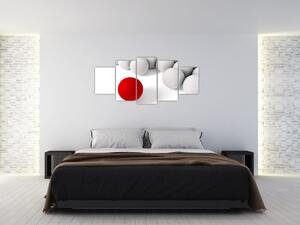 Červená guľa medzi bielymi - abstraktný obraz (Obraz 150x70cm)