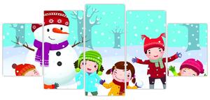 Obraz detí na snehu (Obraz 150x70cm)