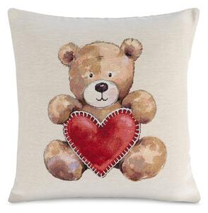 VIANOČNÁ GOBELÍNOVÁ DEKORAČNÁ OBLIEČKA NA VANKÚŠ TEDDY 45X45 CM VZOROVANÁ