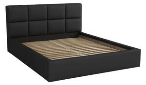 Manželská posteľ 140x200 s kontajnerom - Aljaška Čierna ekokoža