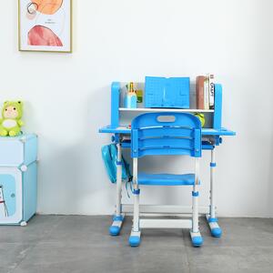KONDELA Rastúci písací stôl a stolička, modrá/biela, set LERAN