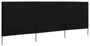 3-panelová zábrana proti vetru látková 400x160 cm čierna