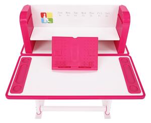 KONDELA Rastúci písací stôl a stolička, ružová/biela, set LERAN