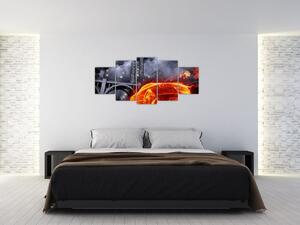 Moderný obraz - ohnivé auto (Obraz 150x70cm)