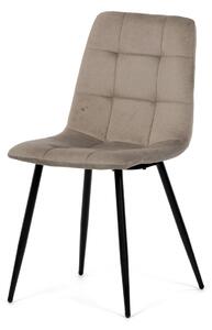 Autronic - Židle jídelní, cappucino látka, čtyřnohá kovová podnož, černý mat - DCL-X7015 CAP2