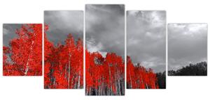 Červený les - moderný obraz (Obraz 150x70cm)
