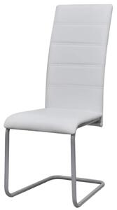 Jedálenské stoličky, perová kostra 4 ks, biele, umelá koža