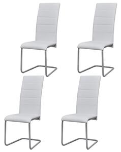 Jedálenské stoličky, perová kostra 4 ks, biele, umelá koža