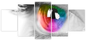 Moderný obraz: farebné oko (Obraz 150x70cm)