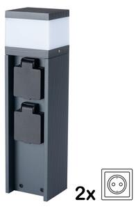 Brilagi -Vonkajšie svietidlo s 2 zásuvkami SCHUKO PILLAR 1xG9/11W/230V IP44 antracitové