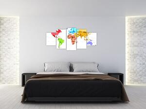 Obraz - farebná mapa sveta (Obraz 150x70cm)