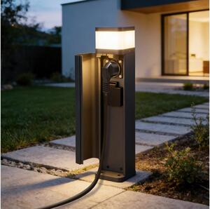 Brilagi -Vonkajšia lampa s 2 zásuvkami SCHUKO PILLAR 1xG9/11W/230V IP44 antracit