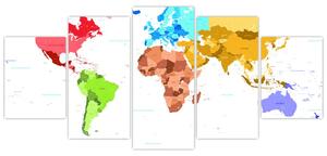 Obraz - farebná mapa sveta (Obraz 150x70cm)