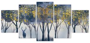 Obraz jeleň v lese (Obraz 150x70cm)