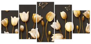Obraz zlatých tulipánov (Obraz 150x70cm)