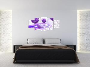 Obraz fialových kvetov a bielych gulí (Obraz 150x70cm)