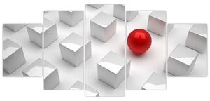Obraz červené gule medzi kockami (Obraz 150x70cm)