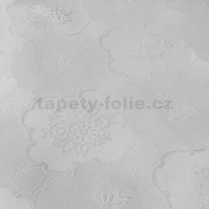 Obrus PVC 3410010 transparentný so vzorom s bielymi kvetmi metráž, 30 m x 140 cm, IMPOL TRADE