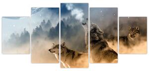 Obraz - vyjící vlci (Obraz 150x70cm)
