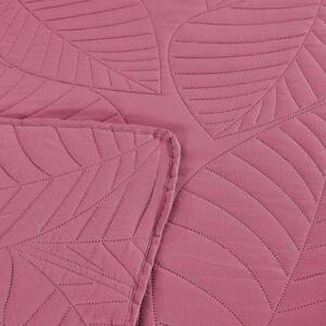Ružový prehoz na posteľ so vzorom LEAVES Rozmer: 200 x 220 cm