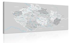 Obraz šedá mapa Česka s kontrastom