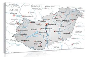 Obraz šedá mapa Maďarska s kontrastom