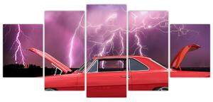Obraz červeného auta (Obraz 150x70cm)