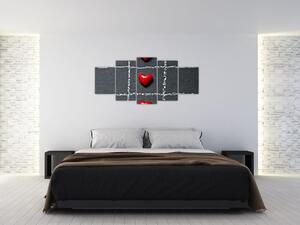 Šachovnica s červenými srdci (Obraz 150x70cm)