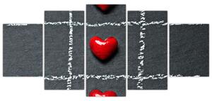 Šachovnica s červenými srdci (Obraz 150x70cm)