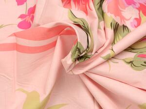 Bavlnené obliečky KVETY S LISTY ružové Rozmer obliečky: 80 x 80 cm | 140 x 200 cm
