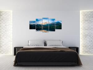 Obraz - jazero s horami (Obraz 150x70cm)
