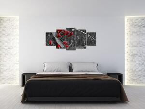 Červené kvety - moderné obrazy (Obraz 150x70cm)