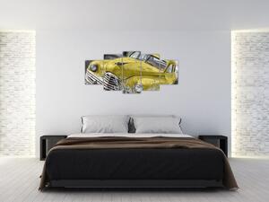 Obraz žltého autá na lúke (Obraz 150x70cm)