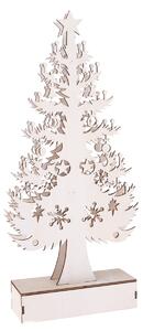 Vianočná drevená LED dekorácia Stromček biela, 32 x 15 cm