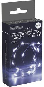 Svetelný drôt Silver lights 40 LED, studená biela, 195 cm