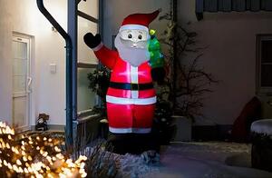 German LED nafukovacia vianočná dekorácia Santa Claus / 12 W / výška 245 cm / interiér a exteriér / studená biela